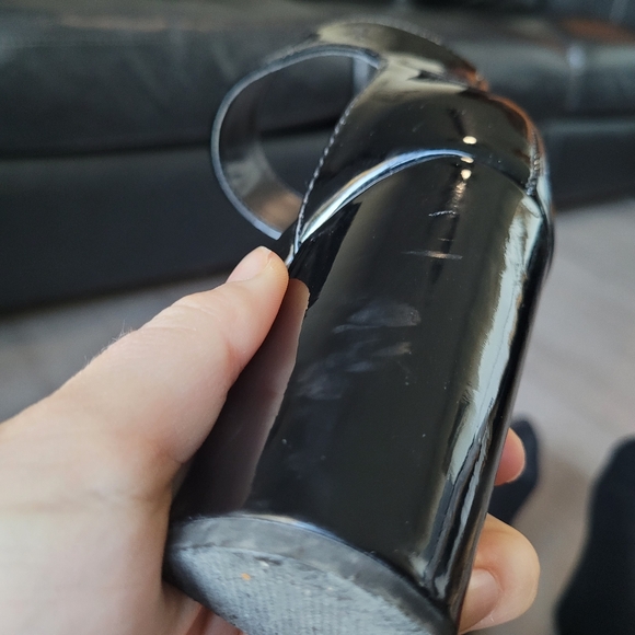 Black Patent Faux Leatger Heels w/ Ankle Strap - Picture 6 of 13